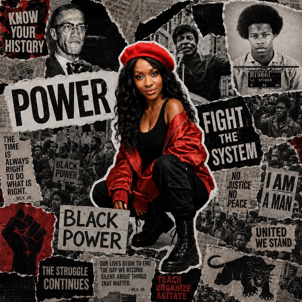 Styner Stiner in a Black Power protest collage